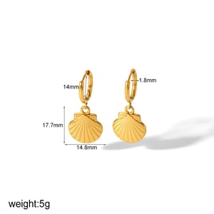 1 Pair Beachy Vacation Style Shell Shape Stainless Steel  Gold Color Women's Drop Earrings h5 