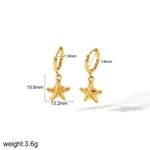 Gold color / 1 Pair Beachy Vacation Style Starfish Shape Stainless Steel  Gold Color Women's Drop Earrings Picture2