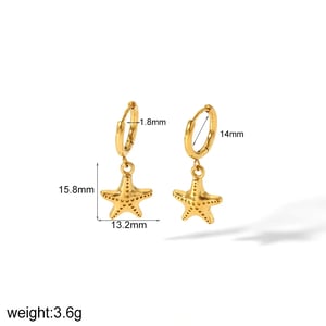 1 Pair Beachy Vacation Style Starfish Shape Stainless Steel  Gold Color Women's Drop Earrings h5 