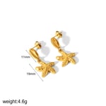 Gold color / 1 Pair Beachy Vacation Style Starfish Shape Stainless Steel  Gold Color Women's Drop Earrings Picture3