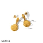 Gold color / 1 Pair Beachy Vacation Style Shell Shape Stainless Steel  Gold Color Women's Drop Earrings Picture4