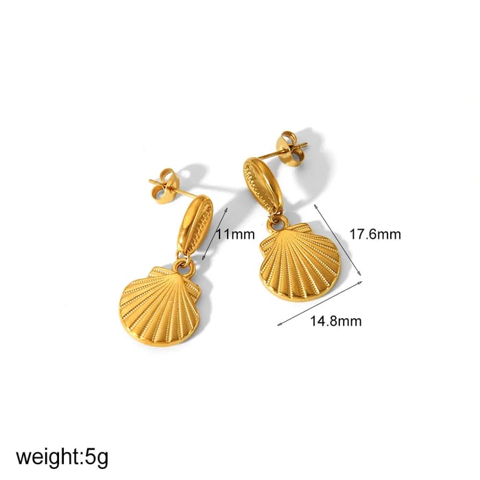 1 Pair Beachy Vacation Style Shell Shape Stainless Steel  Gold Color Women's Drop Earrings 