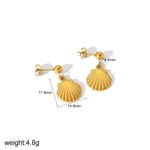 Gold color / 1 Pair Beachy Vacation Style Shell Shape Stainless Steel  Gold Color Women's Drop Earrings Picture6