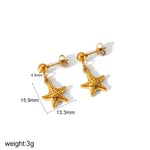 Gold color / 1 Pair Beachy Vacation Style Starfish Shape Stainless Steel  Gold Color Women's Drop Earrings Picture7