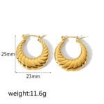 Gold color / 1 Pair Simple Style Twist Geometric Stainless Steel  Gold Color Women's Hoop Earrings Picture3