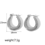 Silver color / 1 Pair Simple Style Twist Geometric Stainless Steel  Gold Color Women's Hoop Earrings Picture5