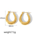 Gold color / 1 Pair Simple Style Twist Geometric Stainless Steel  Gold Color Women's Hoop Earrings Picture4