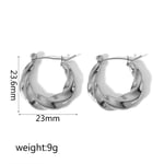 Silver color / 1 Pair Simple Style Twist Geometric Stainless Steel  Gold Color Women's Hoop Earrings Picture7