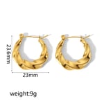 Gold color / 1 Pair Simple Style Twist Geometric Stainless Steel  Gold Color Women's Hoop Earrings Picture6