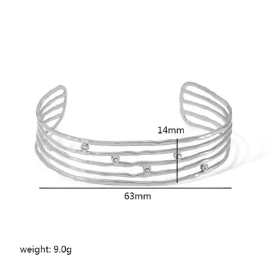 1 pair of fashionable classic  gold-plated stainless steel hollow multi-line zircon open bracelet h5 