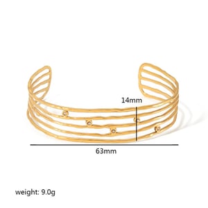 1 Piece Classic Style Hollow Multi-line Geometric Stainless Steel  Gold Color Inlay Zircons Women's Bangles h5 