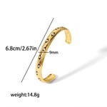 Gold color / 1 Piece Classic Retro Style Carved Geometirc Enamel Stainless Steel  Gold Color Inlay Zircons Women's Bangles 