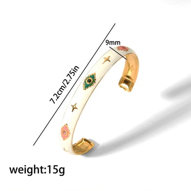 1 piece of elegant and fashionable  gold-plated stainless steel color drop oil inlaid zircon open bracelet for women's jewelry for daily wear h5 