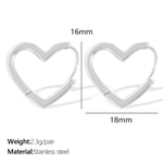 Silver color / 1 Pair Simple Series Classic Heart Titanium Steel  Gold Color Women's Hoop Earrings Picture3