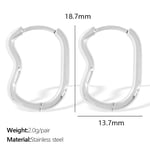 Silver color / 1 Pair Simple Series Classic Geometric Titanium Steel  Gold Color Women's Hoop Earrings Picture5