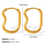 Gold color / 1 Pair Simple Series Classic Geometric Titanium Steel  Gold Color Women's Hoop Earrings Picture4