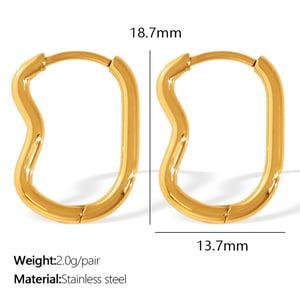 1 Pair Simple Series Classic Geometric Titanium Steel  Gold Color Women's Hoop Earrings h5 