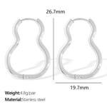 Silver color / 1 Pair Simple Series Classic Geometric Titanium Steel  Gold Color Women's Hoop Earrings Picture7