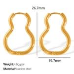 Gold color / 1 Pair Simple Series Classic Geometric Titanium Steel  Gold Color Women's Hoop Earrings Picture6