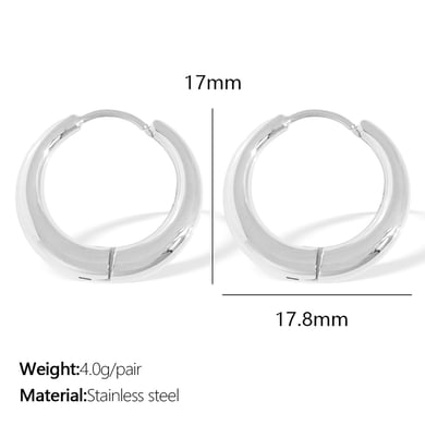 1 pair simple series classic geometric titanium steel  gold color plated women's hoop earrings h5 