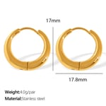 Gold color / 1 Pair Simple Series Classic Round Titanium Steel  Gold Color Women's Hoop Earrings Picture10