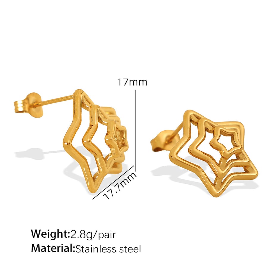 1 Paar Ohrstecker für Damen aus Titanstahl im Retro-Stil mit geometrischem Muster, 18 Karat vergoldet 