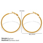 Gold color / 1 Pair Simple Series Classic Solid Color Stainless Steel  Gold Color Women's Hoop Earrings 