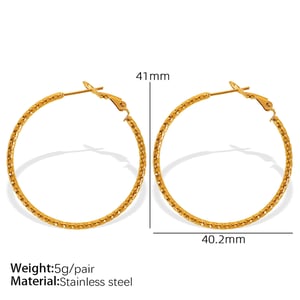 1 Pair Simple Series Classic Solid Color Stainless Steel  Gold Color Women's Hoop Earrings h5 