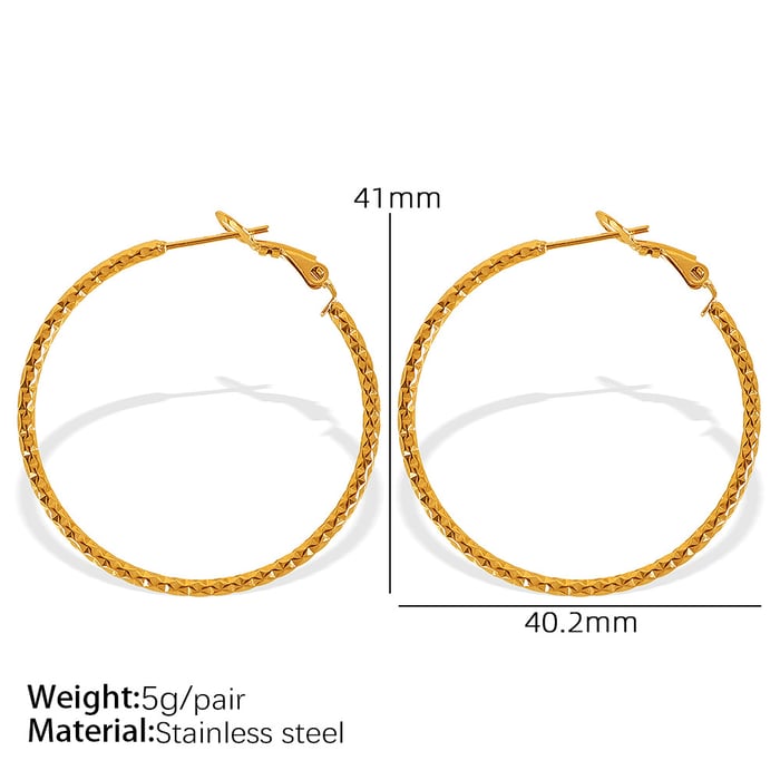 1 Pair Simple Series Classic Solid Color Stainless Steel  Gold Color Women's Hoop Earrings 