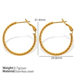 Gold color / 1 Pair Simple Series Classic Solid Color Stainless Steel  Gold Color Women's Hoop Earrings Picture2