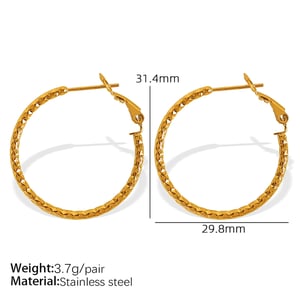 1 Pair Simple Series Classic Solid Color Stainless Steel  Gold Color Women's Hoop Earrings h5 