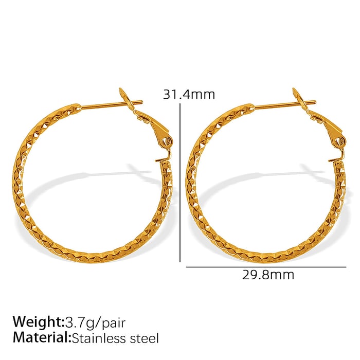 1 Pair Simple Series Classic Solid Color Stainless Steel  Gold Color Women's Hoop Earrings 