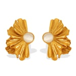 Gold color / 1 Pair Luxurious Series Elegant Flower Titanium Steel  Gold Color Opal Women's Stud Earrings Picture2