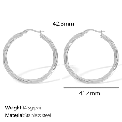 1 pair classic series elegant daily geometric titanium steel  gold color plated women's hoop earrings h5 