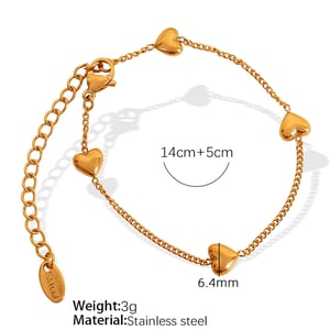 1 Piece Romantic Series Classic Heart Titanium Steel  Gold Color Women's Charm Bracelets h5 