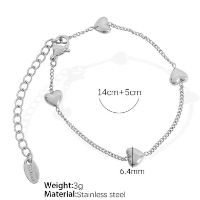1 Stück Romantische Serie Klassisches Herz Titanstahl 18 Karat vergoldet Damen Charm Armbänder h5 