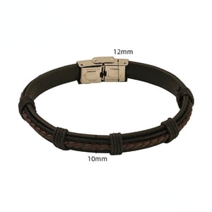 1 Piece Classic Series Modern Braided Leather Stainless Steel Men's Fashion Bracelet h5 