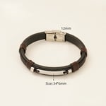 Black / 1 Piece Classic Series Modern Braided Leather Stainless Steel Men's Fashion Bracelet Picture3