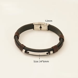 1 Stück Klassische Serie Modernes geflochtenes Leder Edelstahl Herrenmode Armband h5 