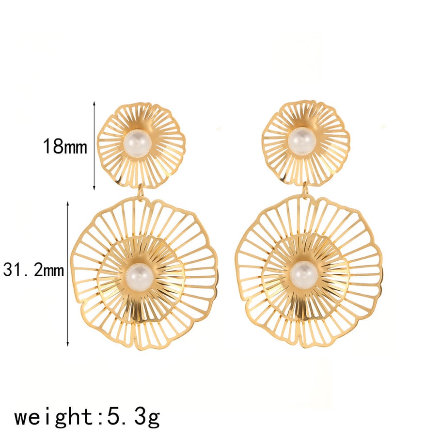 1 Paar Simple Series Daily Flower Edelstahl 18 Karat vergoldete Kunstperlen-Ohrstecker für Damen