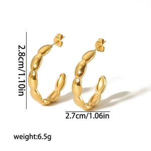 1 Pair Simple Commute Style Gloassy C Shape Stainless Steel  Gold Color Women's Hoop Earrings h5 