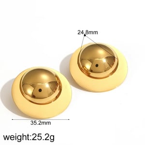 1 Pair Simple Series Daily Round Stainless Steel  Gold Color Women's Stud Earrings h5 