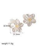 Silver color / 1 Pair Simple Series Daily Flower Stainless Steel  Gold Color Women's Stud Earrings 