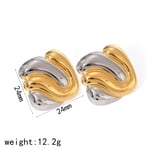 Gold & Silver / 1 Pair Classic Series Geometric Stainless Steel  Gold Color Women's Stud Earrings Picture2