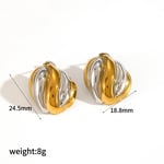 Gold & Silver / 1 Pair Classic Series Geometric Stainless Steel  Gold Color Women's Stud Earrings Picture3