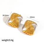 Gold & Silver / 1 Pair Classic Series Geometric Stainless Steel  Gold Color Women's Stud Earrings Picture4