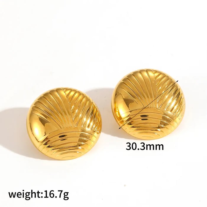 1 Pair Simple Series Casual Geometric Stainless Steel  Gold Color Women's Stud Earrings 