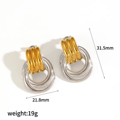 1 pair simple series daily stainless steel  gold plated women stud earrings h5 