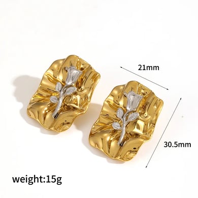 1 Paar Klassische Serie Elegante Blume Edelstahl 18 Karat vergoldet Kunstperle Damen Ohrstecker h5 