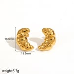 Gold color / 1 Pair Simple Series Daily Croissant Stainless Steel  Gold Color Women's Stud Earrings 